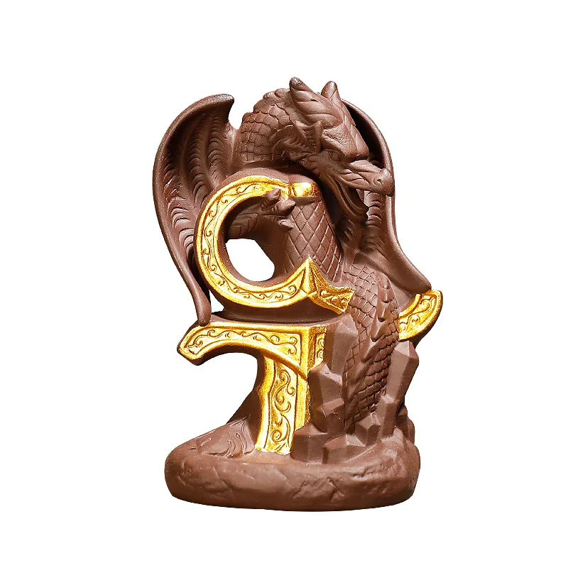 New Purple Clay Nordic Style Pterosaur Backflow Incense Burner Creative Ornamental Sandalwood Burner Smoke Backflow Aromatherapy