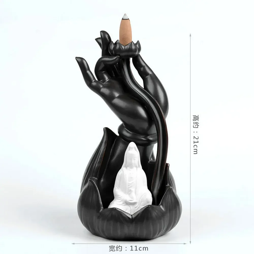 

Home Decor Ceramic Buddha Hand Coil Ceramic Smoke Backflow Incense Burner Holder Cones Censer Insence Zen Bakhoor Buddhist Z276