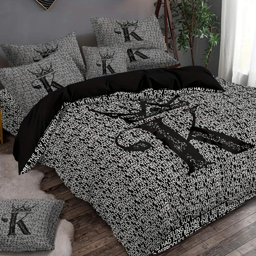 3pcs Bedding Set Black Grey K 3D Print Comfortable Duvet Cover Set King Queen Twin Single Size Birthday Gift Adult Bedroom Decor