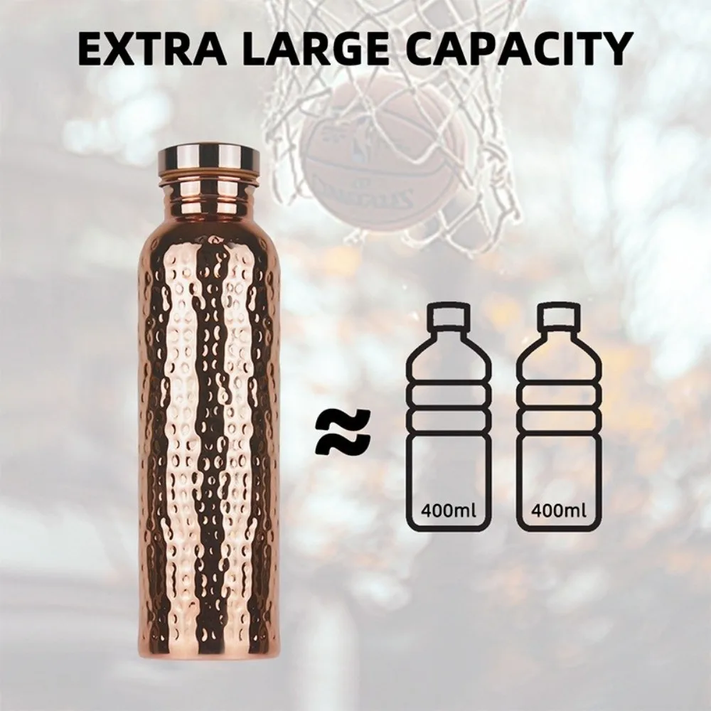 800ML Copper Water Bottle​ ​One-Click Open Lid​ ​Thermal Insulation ​Hammer Pattern Bottle​ Anti-Slip Silicone Base​