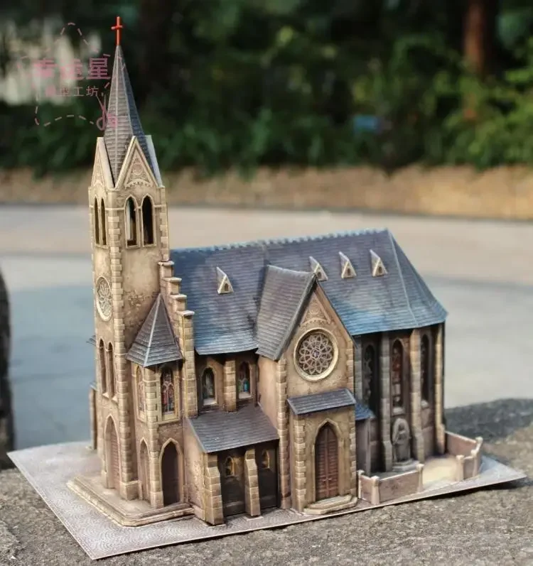 1/87 Medieval Architecture Cathedral Castle Building Original Paper Model DIY Handmade Toys