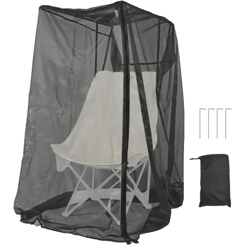 

360° portable mosquito net for canopy chair, front opening outdoor personal mosquito net for bug beater chair, black mesh screen