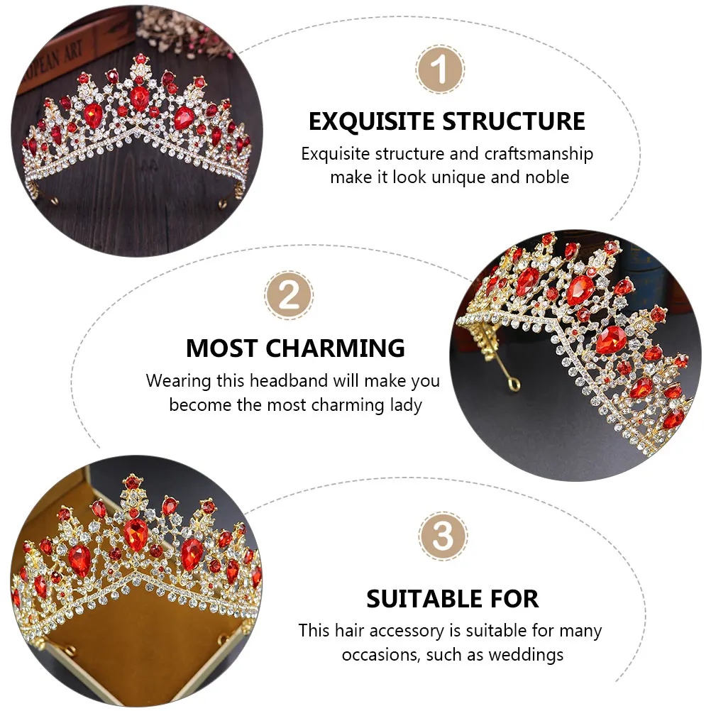

Bridal Crown Crystal Rhinestones Elegant Wedding Accessories Baroque Style Headdress Hairstyle Tools For Parties Festivals
