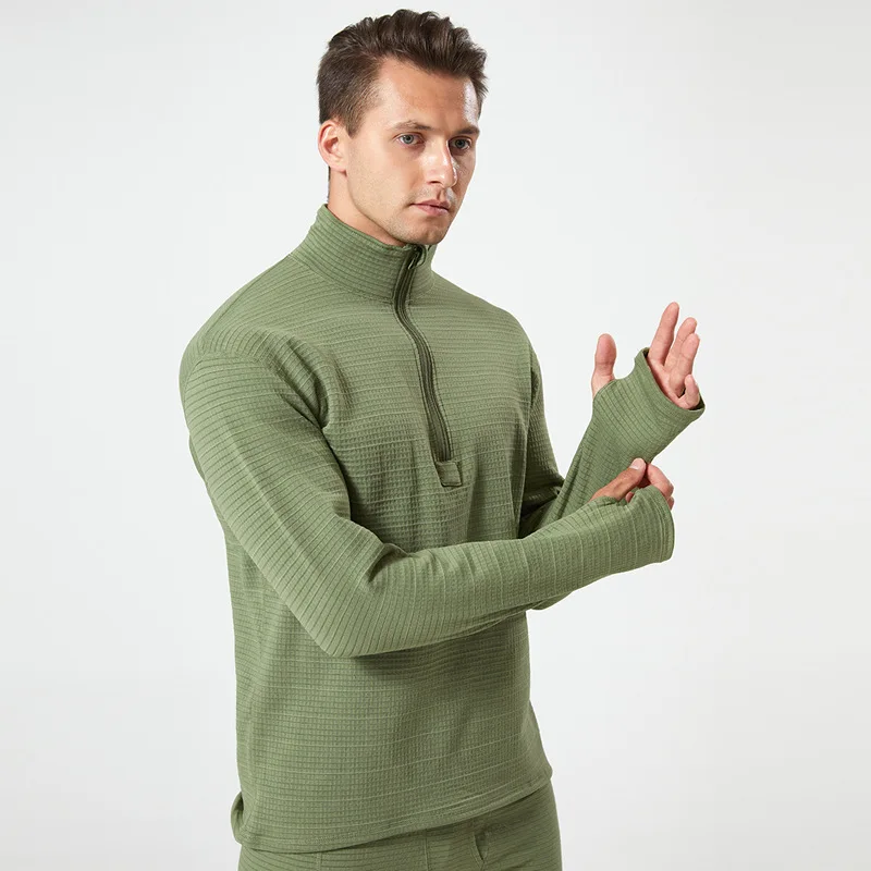 Men's Thickened Fleece Set, Stand Collar Thermal Underwear, Outdoor Tactical Jacket Pants, Comfortable for Riding and Hiking