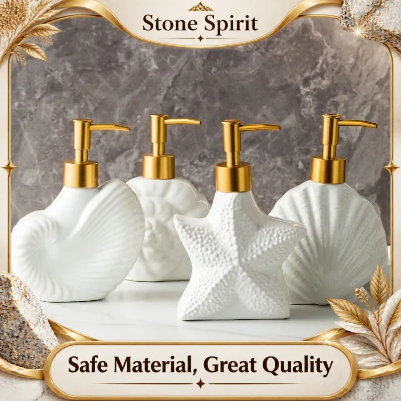Bathroom Supplies, Ceramic Lotion Bottles, Soap Dispenser, Shells, Conch, Shampoo Bottles, Bathroom Accessories,sanitizer Holder