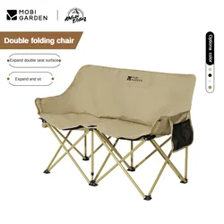 Double Folding Chair Outdoor Fishing Backrest Chair Portable Camping Chair Oxford Fabric Moon Recliner Picnic Leisure Chair