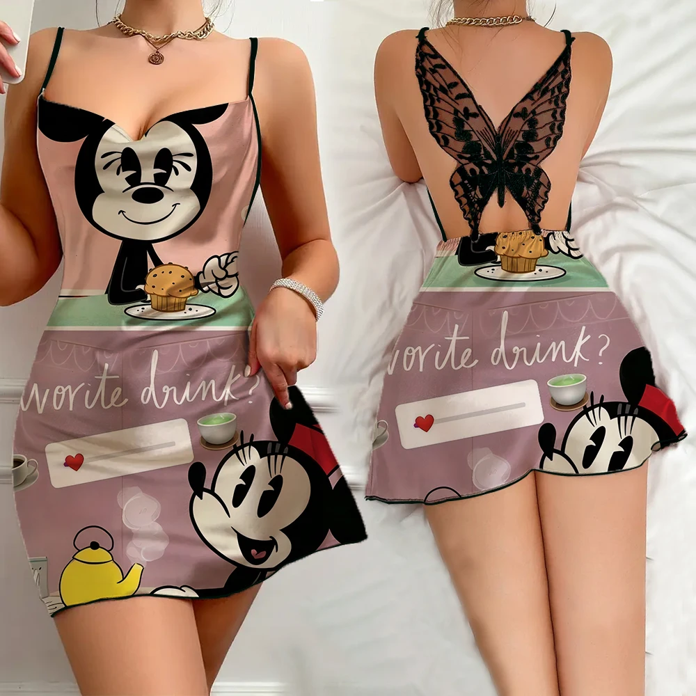 2024 Cosy Enchant Sleepwear New for Women Romantic Sexy Woman Dresses Cartoon Character Pattern Pajamas Homelike Slip Dress