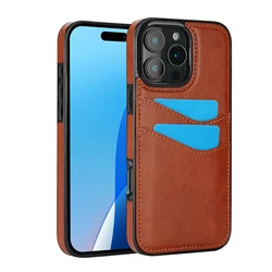 Shockproof Leather Credit Card Holder Slot Wallet Case For iPhone 16 Pro Max 15 14 13 12 11 17 Slim Matte Protection Phone Cover