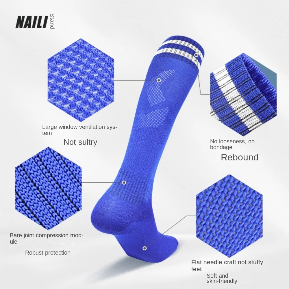 

New XXL SIZE 45-50 Thin high-top Football Sock Children knee-high Breathable Professional Sports Students Long Top Men B8W240