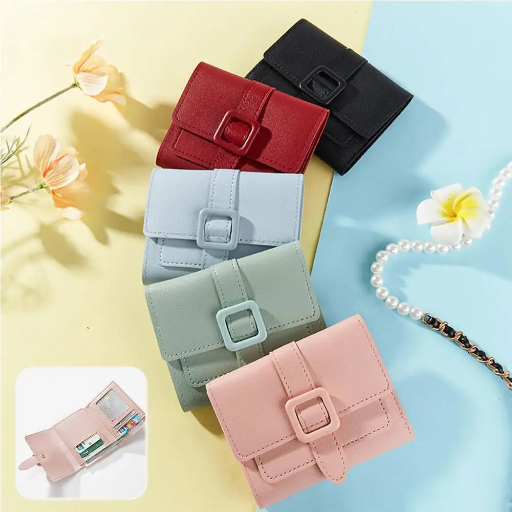 Women Wallets PU Leather Female Coin Purse Mini Hasp Multi-Slots Cards Holder Short Wallets Slim Small Wallet Zipper Coin PUrse