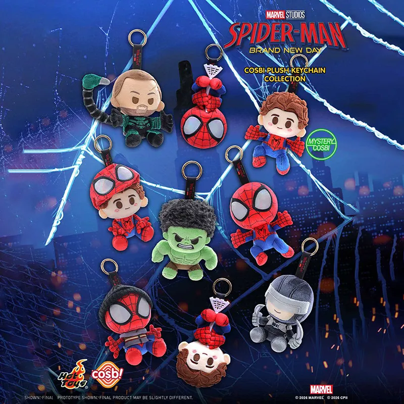 Hottoys Marvel Spider Man Hero Reborn Cosbi Plush Blind Box Keychain Collection Stuffed Doll Pendant For Adult Birthday Gift