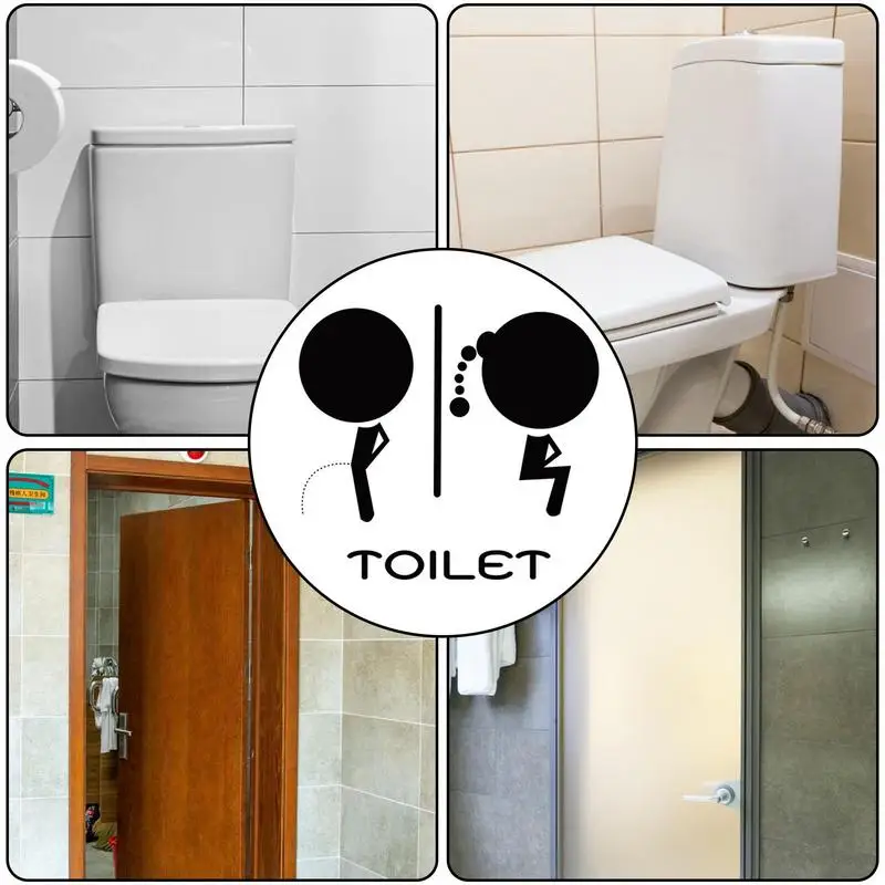 Black Toilet Decals PVC Creative Toilet Decorative Decal Funny Male And Female Character Design Bathroom Warnings For Bedroom