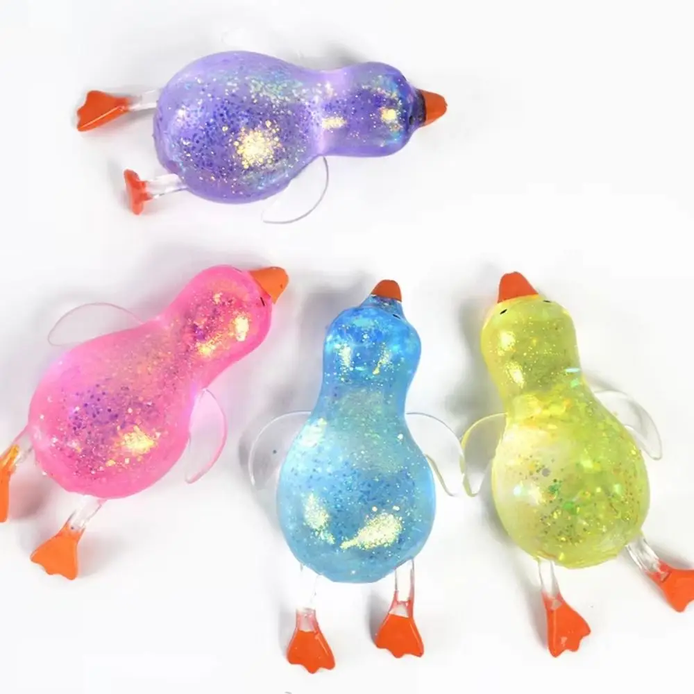 Portable Glitter Duck Squeeze Soft TPR Elastic Maltose Pinch Colorful Sequins Slow Rebound Ball Xmas Gift