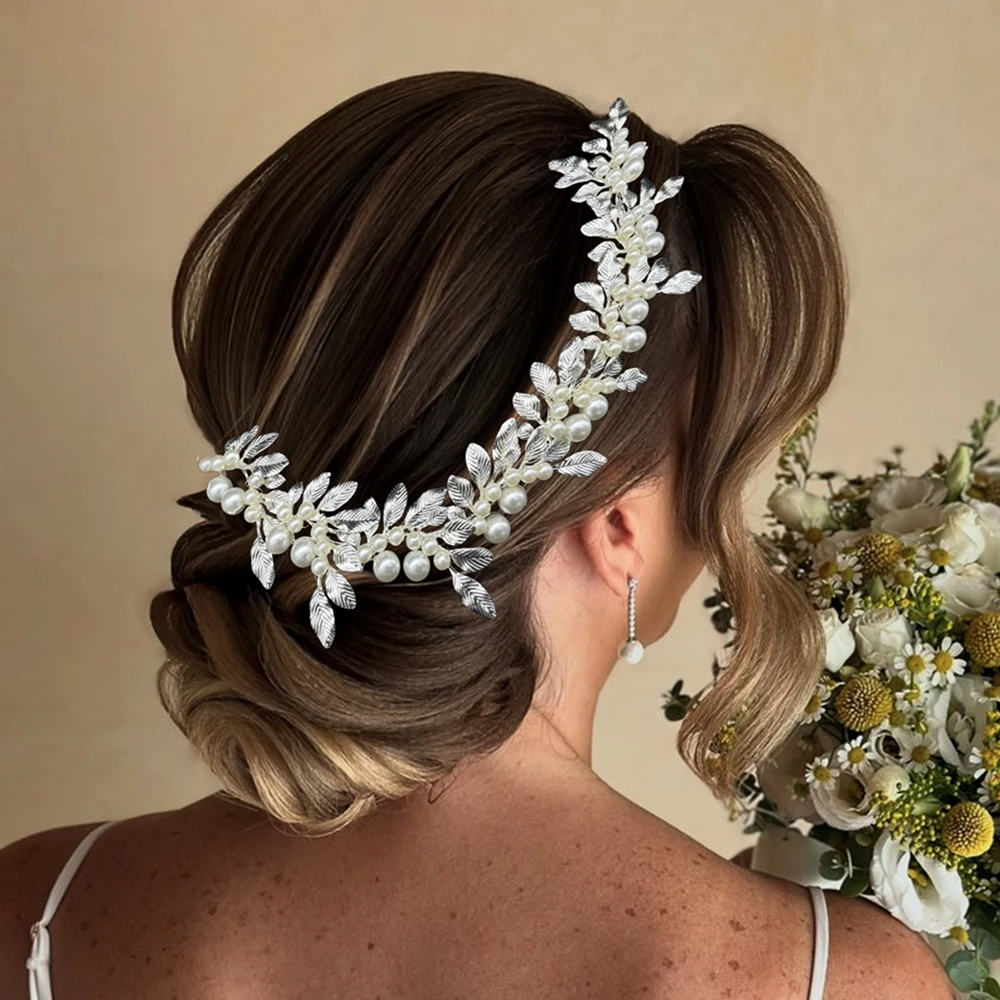 DZ245 Luxury Wedding Headbands Alloy Leaves Bridal Hair Accessories Rhinestone Crown Hairband Bride Tiaras Handmade Headpiece