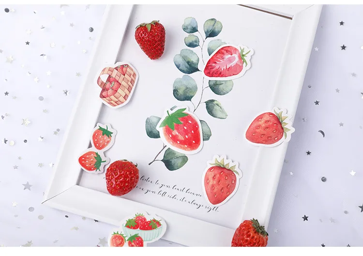 46pcs/30pcs/box Cute Strawberry Fresh Fruit Plants Florals Coffee Theme Magician Diary Journaling DIY Creative Seal Stickers