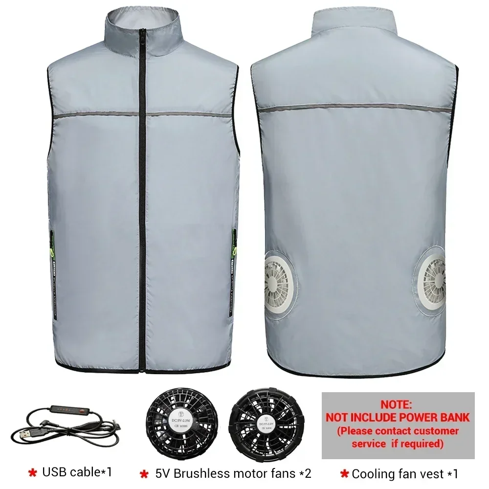 Men's Ice Vest Fan Air Conditioner Clothes Cool Vest Sport USB Rechargeable Cooling Vest Workers Summer Camping Fishing Overalls