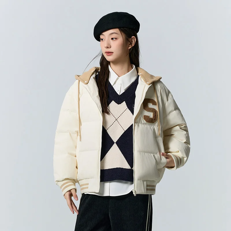 Piumini Semir da donna staccabili con cappuccio Colorblock stile college cappotti invernali testurizzati larghi abiti invernali donna