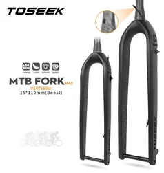 TOSEEK Full Carbon MTB Fork 15*110MM Mountain Bike Fork 27.5 29 Hide Cable Boost MTB Bicycle Rigid Forks Fit Disc Brake