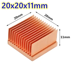20x20x11mm Pure Copper Heatsink Small Heat Sink Radiator for Raspberry pi Electronic Chip MOS IC 3D printer Cooling Cooler