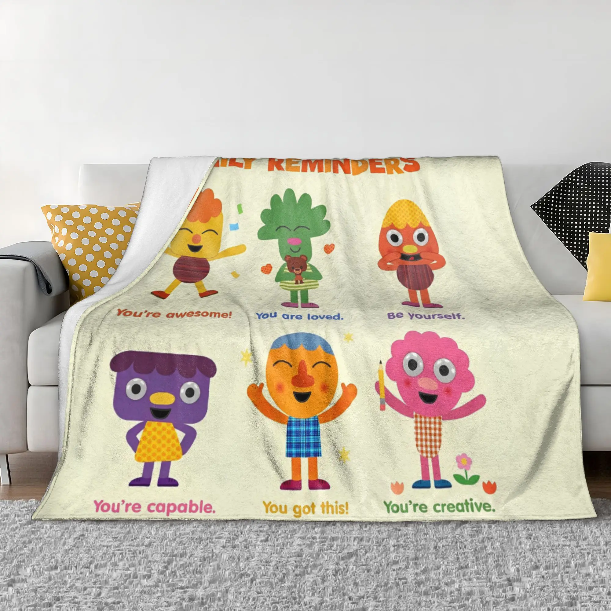 Noodle & Pals Micro Super Simple Blankets Flannel Spring/Autumn Daily Reminders Multi-function Lightweight Throw Blankets Couch