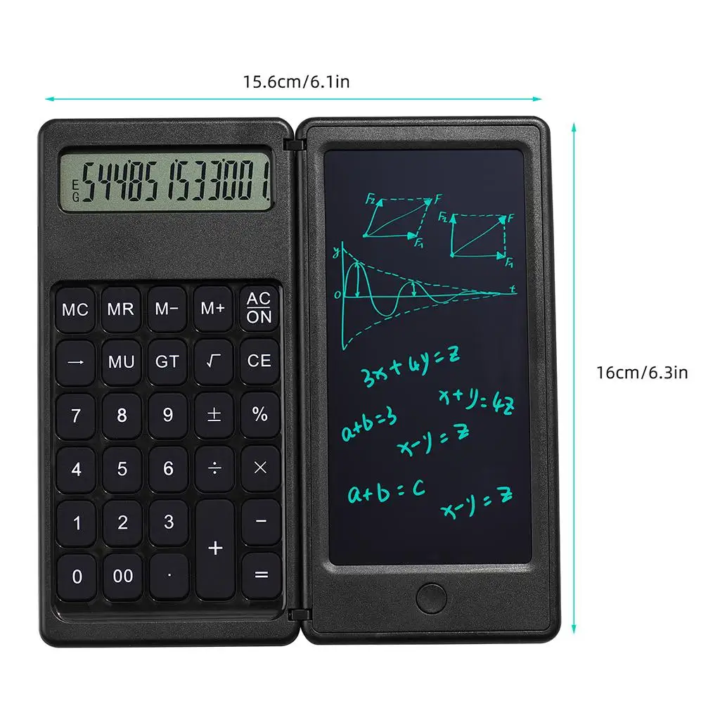Foldable Calculator, 12 digits with 6'' Notepad for Daily and Basic -Size Basic Calculator