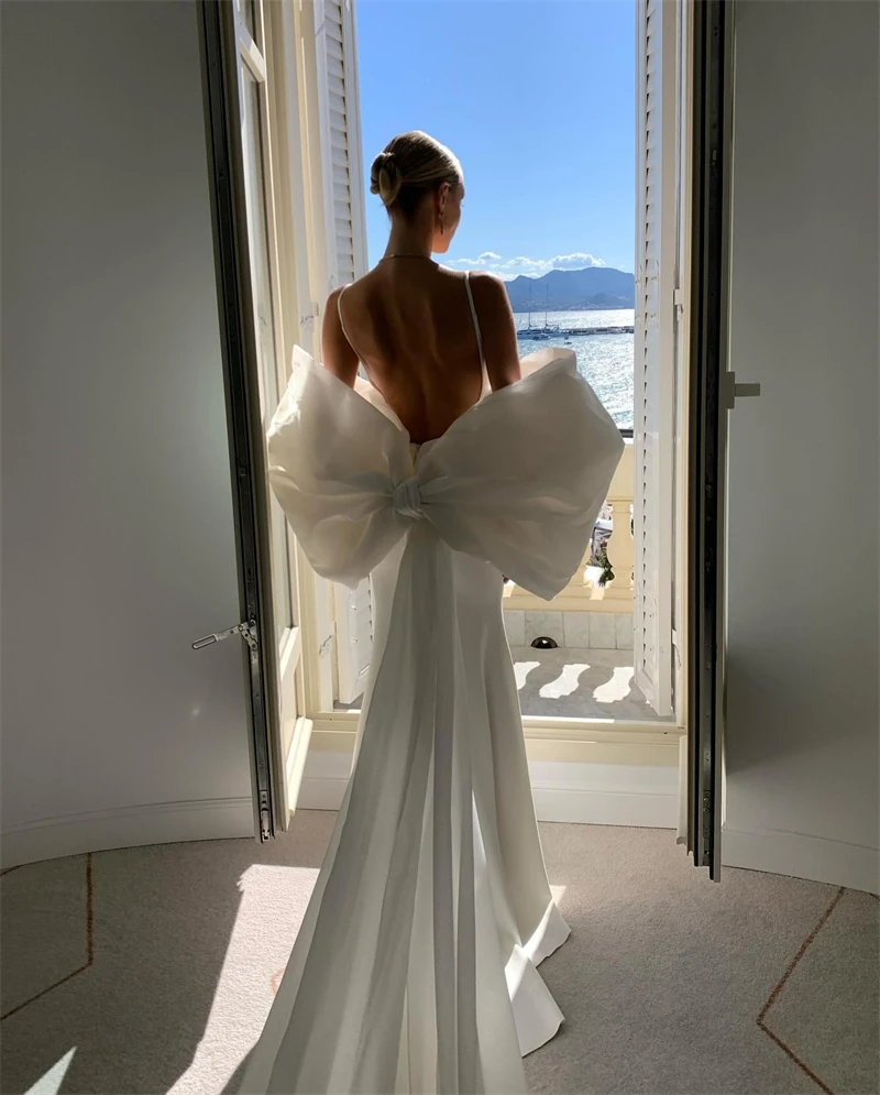 Robe de Mariée Sirène Élégante avec Poignée et Veste Amovible, Vêtement Éducatif en Satin avec Bretelles Spaghetti, Dos aux, pour Patients