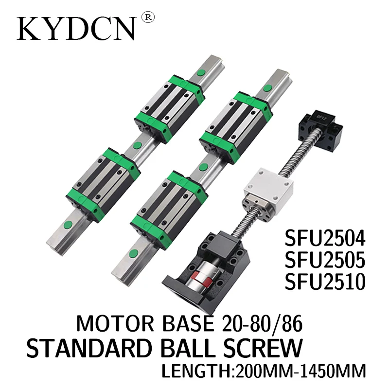 

SFU2504 2505 2510 Length 200-1450 high precision ball screw motor seat set plus 2 sets of standard HGH linear guide