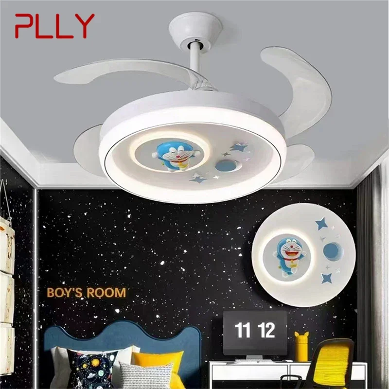 PLLY Nordic Children Stealth Fan Light LED Modern Living room Restaurant Bedroom Ceiling Fan Light Remote Electric Fan Light