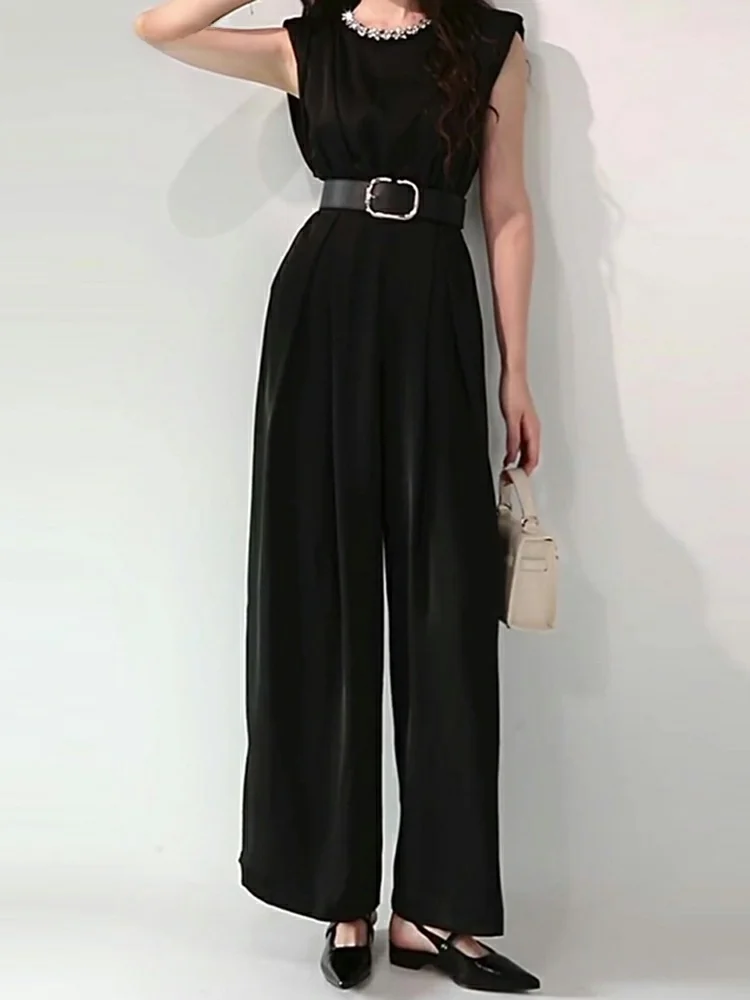 La Chapelle Sli Bla Tuta slim fit a gamba larga Cintura a vita alta Svel Faionable 2025 Abbigliamento estivo da donna