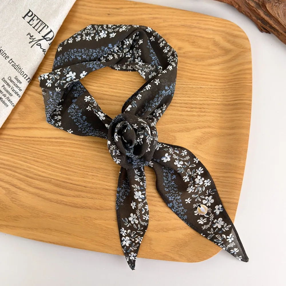 New Flower Pattern Polka Dot Scarf Elegant Lightweight Rose Flower Scarf Dot Design Neck Scarf Early Spring