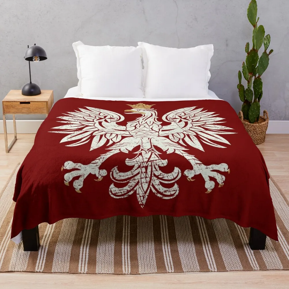 Polish Eagle Shield V01 Throw Blanket Hairy Blankets Fluffy Soft Blankets Designer Blankets