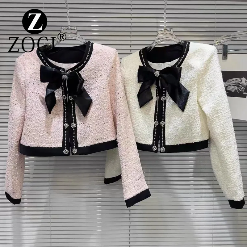 [ZOCI] Celebrity, Same 2024 Autumn New Item, Fragrance Style, Ribbon Bow, Buckle, Coarse Floral