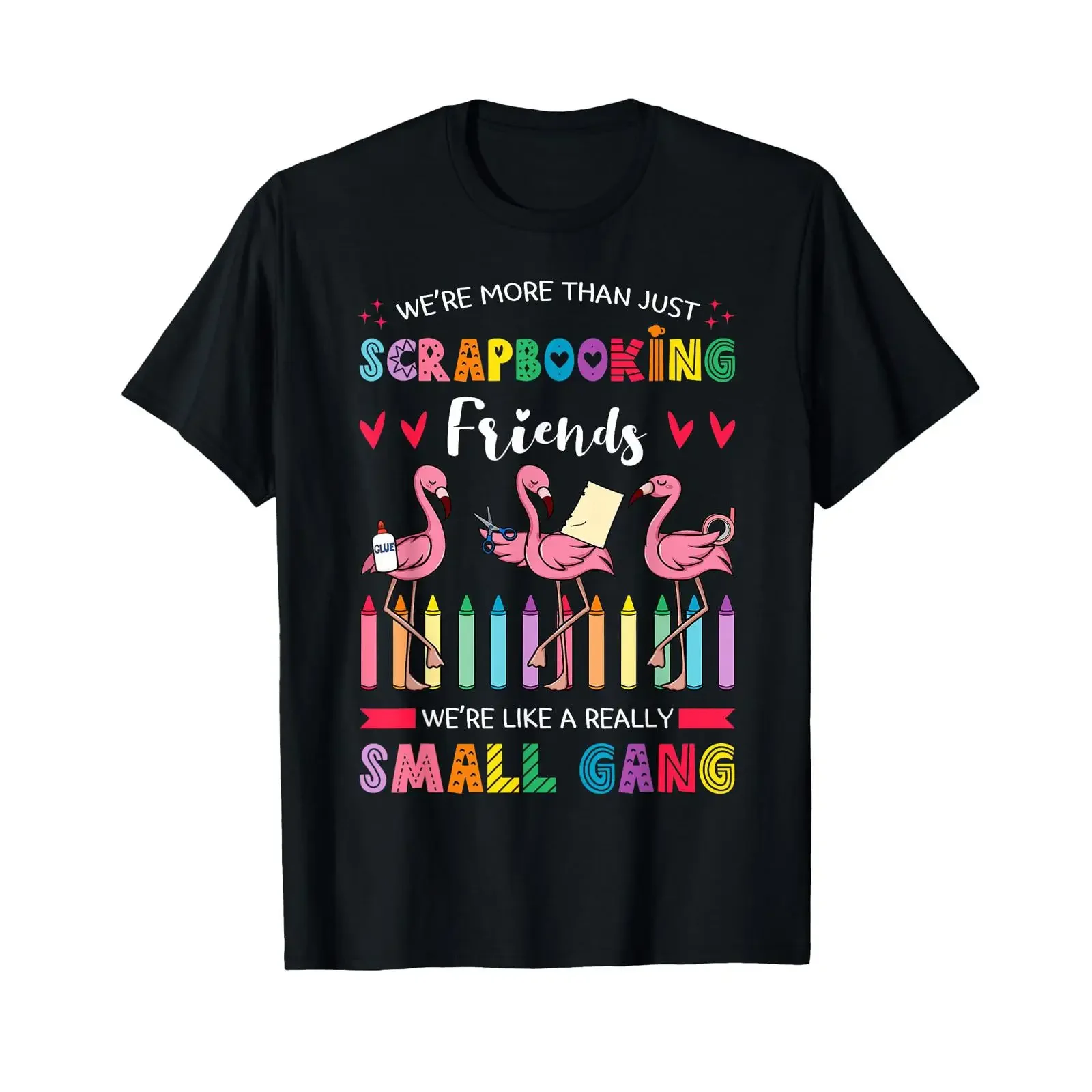 Scrapbooking Flamingo Friends Hobbyist Artists Journal T Shirt vintage Washed Top For Everyday Wear Casual streetwear Unisex