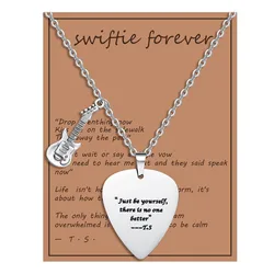 Fashion Stainless Steel Microphone Note Pendant Necklace Album Music Taylor Swift Necklace Merch Gifts Guitar Pick Necklace