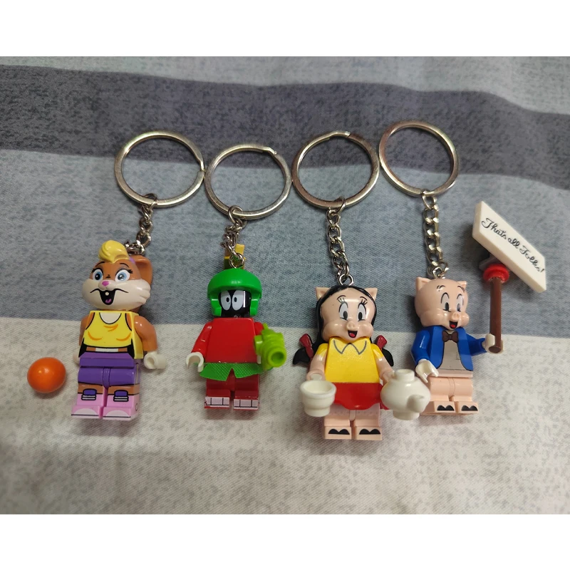 Disney Film Anime Robot Bouwstenen Sleutelhanger Cartoon Kleine Pop Model Speelgoed Mannen Vrouwen Auto Tas Charme Hanger Paar Gift