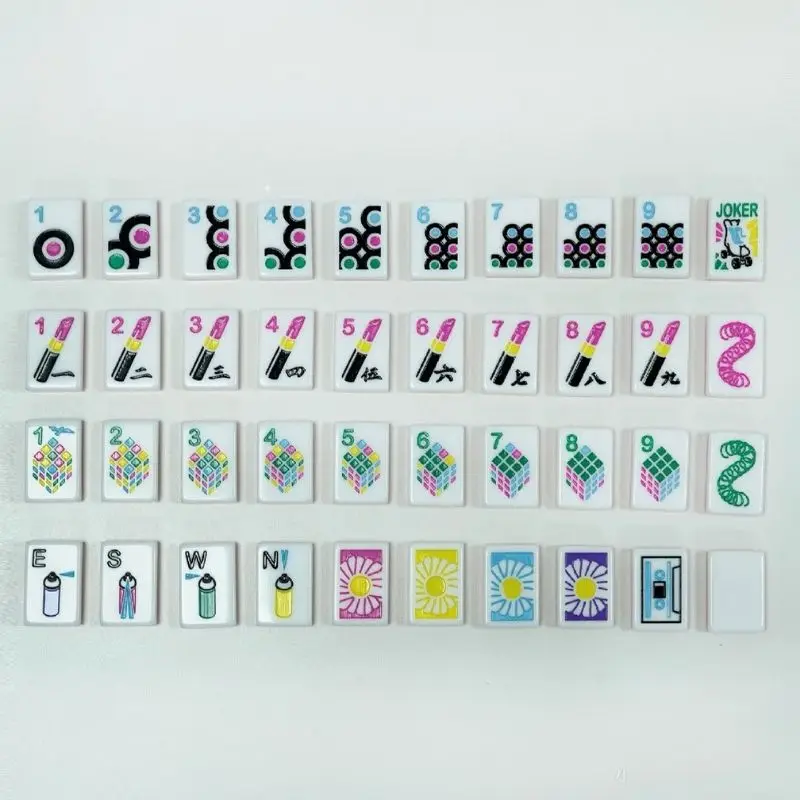 Luxury Modern Acrylic Mahjong Game Set Custom Color/Size/Pattern/Layer Design-Portable 4-Player Entertainment 160-Tile Painted