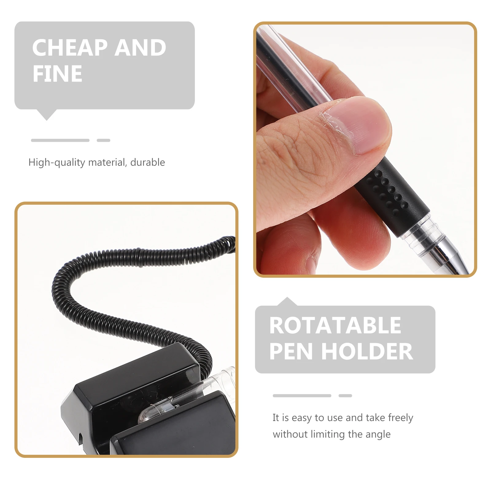 

5 Pcs Cute Pens Black Ink Counter with Adhesive Base Office Gel Fine Point Desk Stand