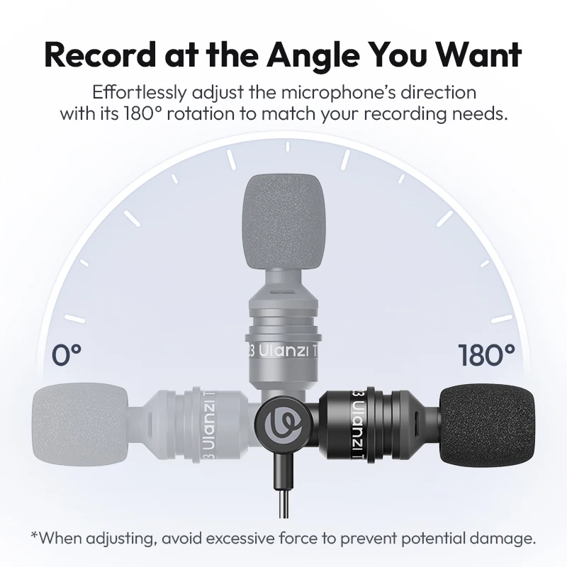 ميكروفون Ulanzi AM23 Type-C صغير الحجم للغاية لتسجيل فيديو Vlog والبث المباشر 360 °   ميكروفون مكثف متعدد الاتجاهات