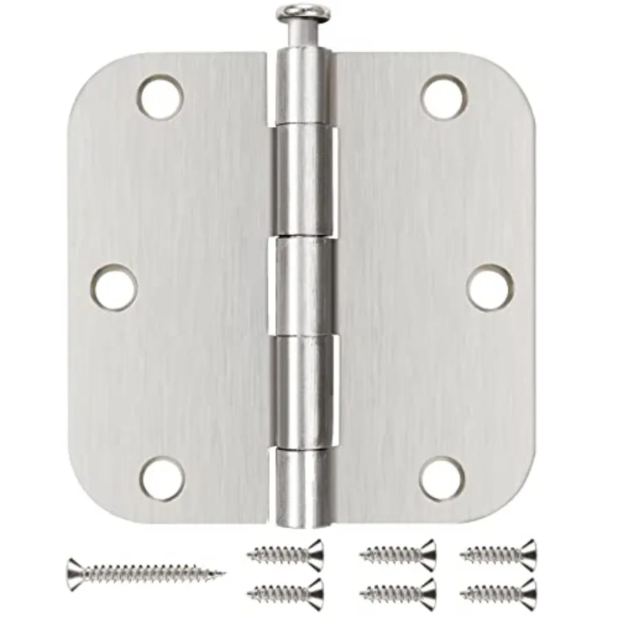 

Door Hinges Brushed 1/2 Interior Door Hinges.5 Inch with 5/8" Radius Corners ½"x ½" Silver Hardware Controls Garage Factory