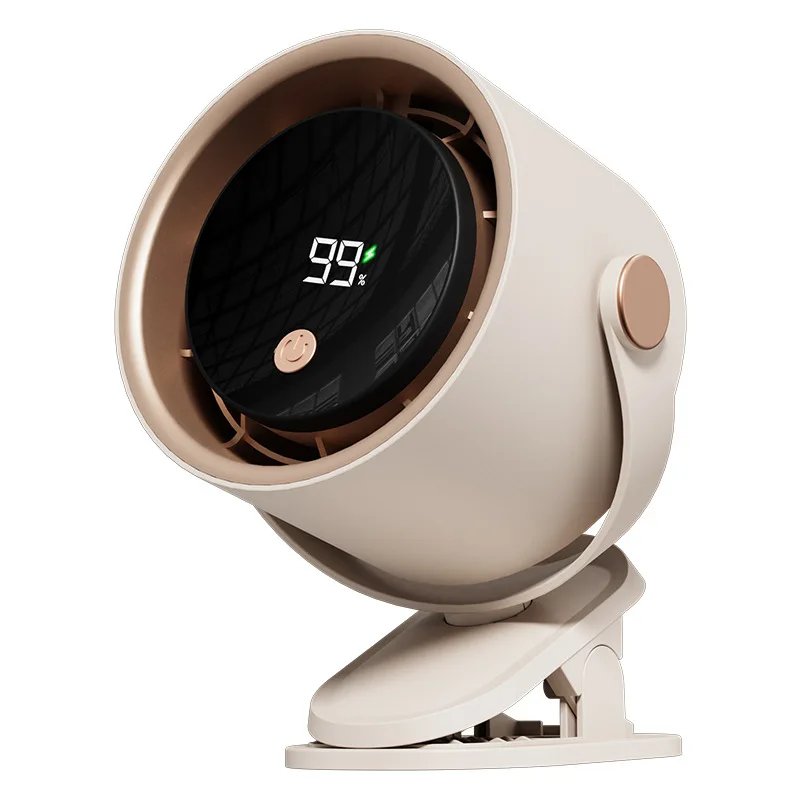 

New digital display desktop fan charging high speed hanging fan office portable home clip fan