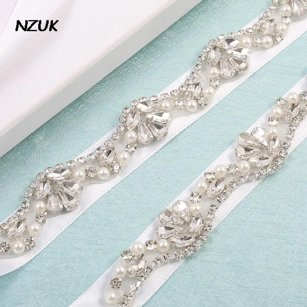 NZUK Wedding Sash Bridal Belts Rhinestone belt for Bridal Dress Handmade Bridesmaid Belt Sliver Bridal Sashes