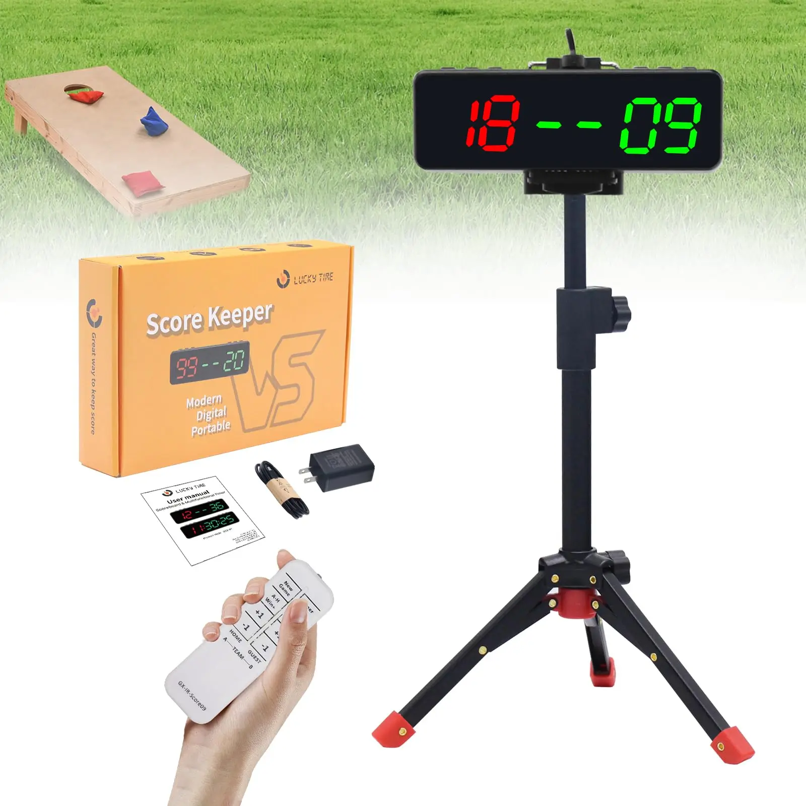 Portable Digital Cornhole Scoreboard with Remote Super Bright LED Display Magnetic Rechargeable Perfect for Pickleball Bocce