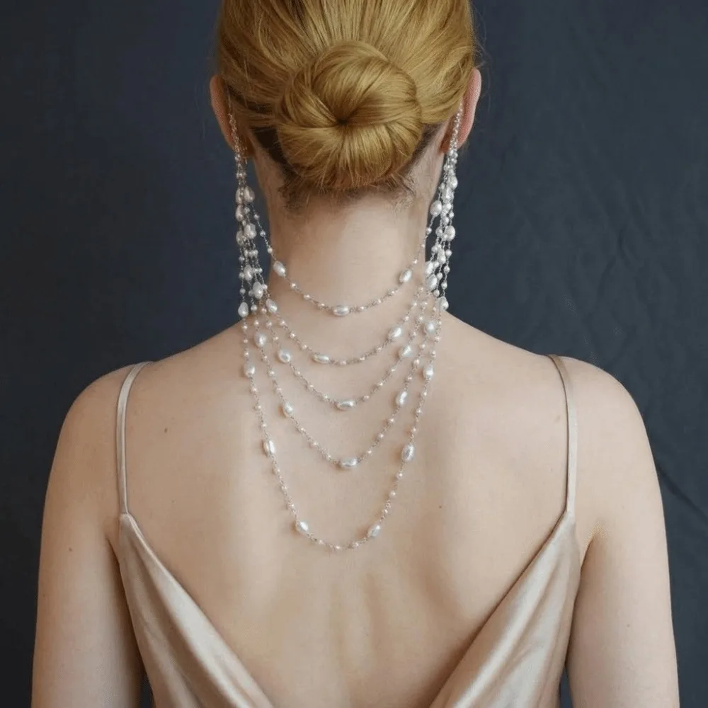 

Non-piercing Tassels Ear Cuff Elegant Aesthetic Imitation Pearl Chains Ear Cuffs Jewelry Vintage Ear Bone Clips