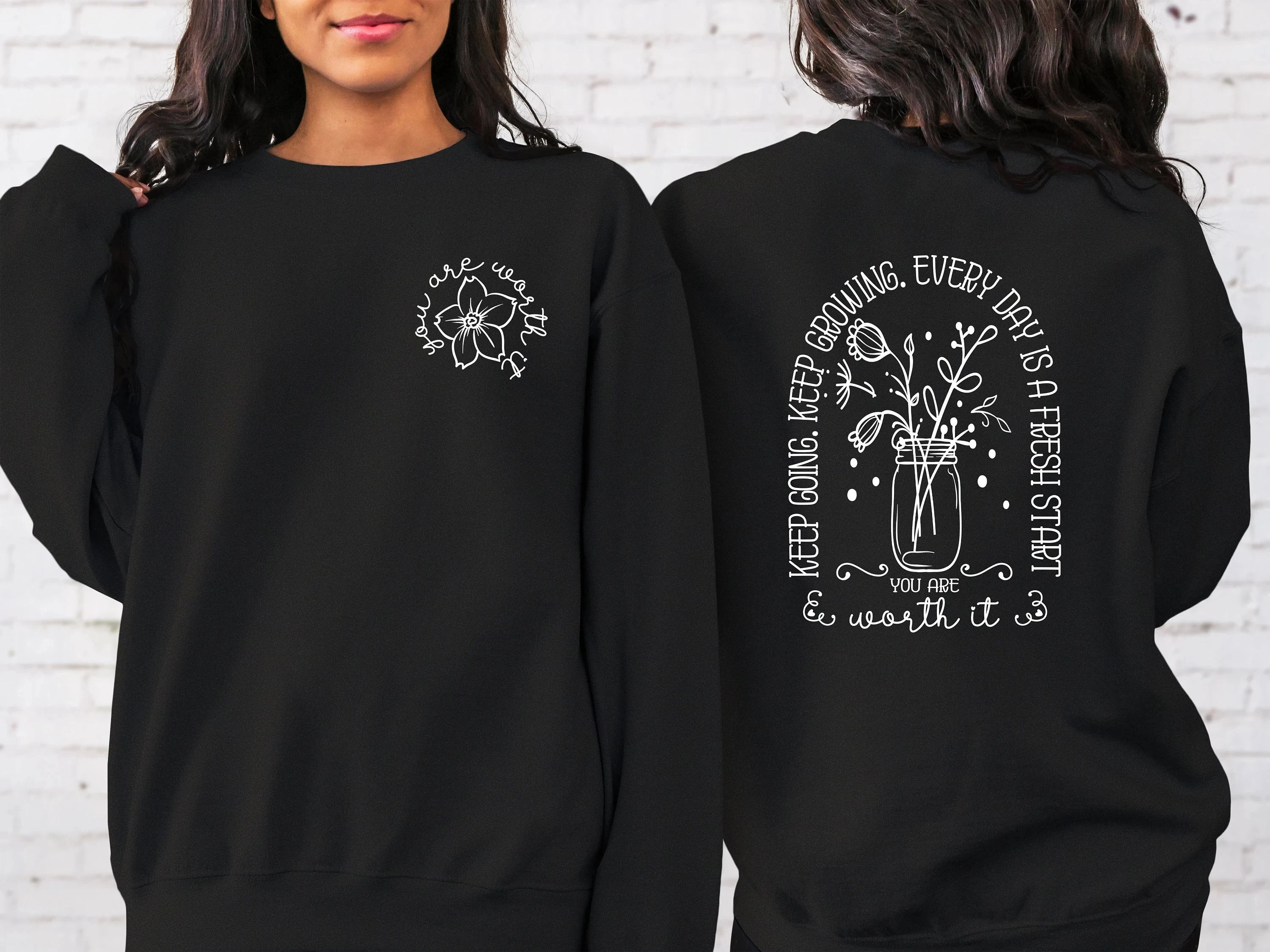 

Wildflower Positive Thought Sweatshirt Hoodie Men's and Women's Round Neck Sweatshirts Y2k Tops Autumn Pullover Women Clothing