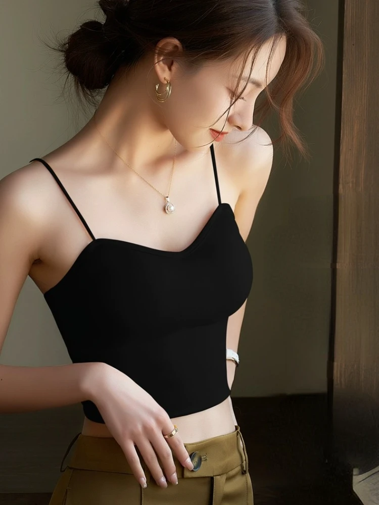 Camisole Women Backless Sexy Slim Casual Simple Pure All-match Sporty Korean Style New Cropped Retro Basic Summer Ladies Classic