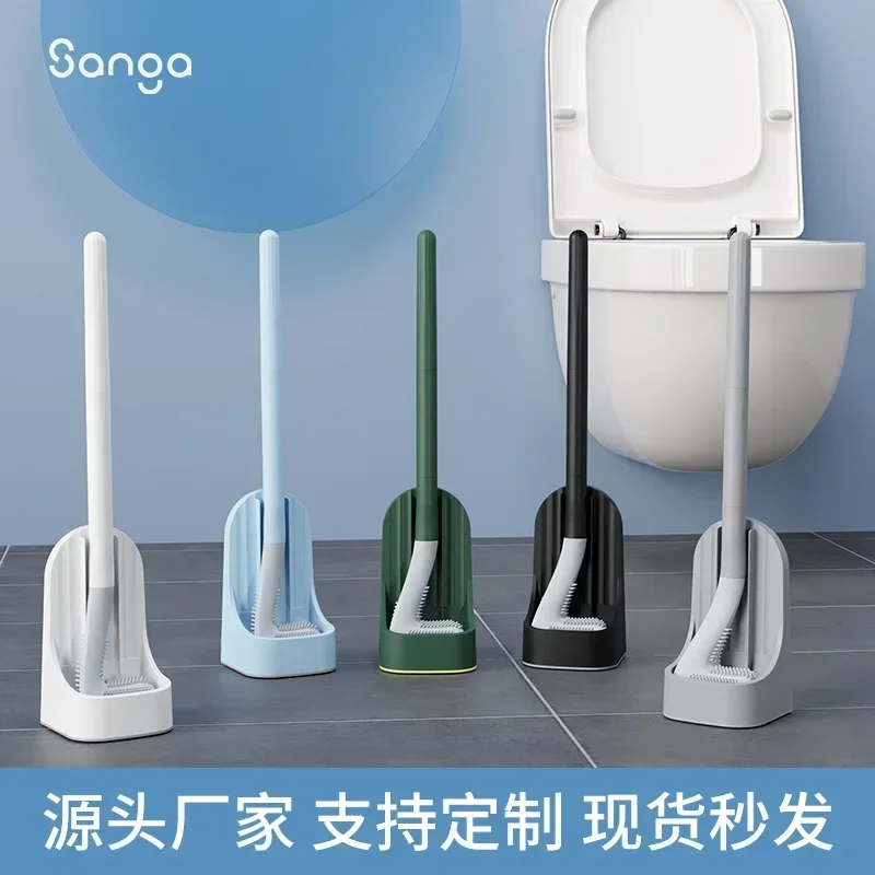 Toilet brush detachable long handle with soft base and no dead angle toilet cleaning brush set