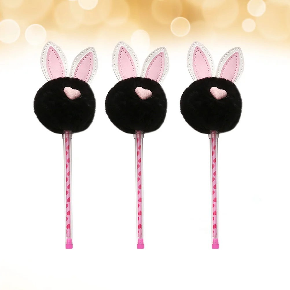 

3Pcs 0.5 Black Pen Signature Pen Creative Neutral Pen Rabbit Ear Neutral Pen Stationery(Black)