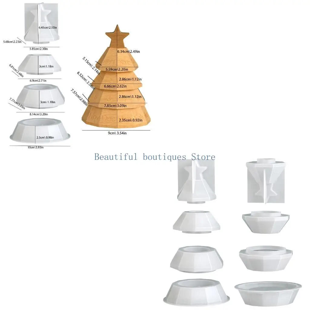 U4LF Christmas Tree Shaped Resin Mold Including Lid Multi layer Resin Container Mold For Handmade Jewelry Organizers Crafts
