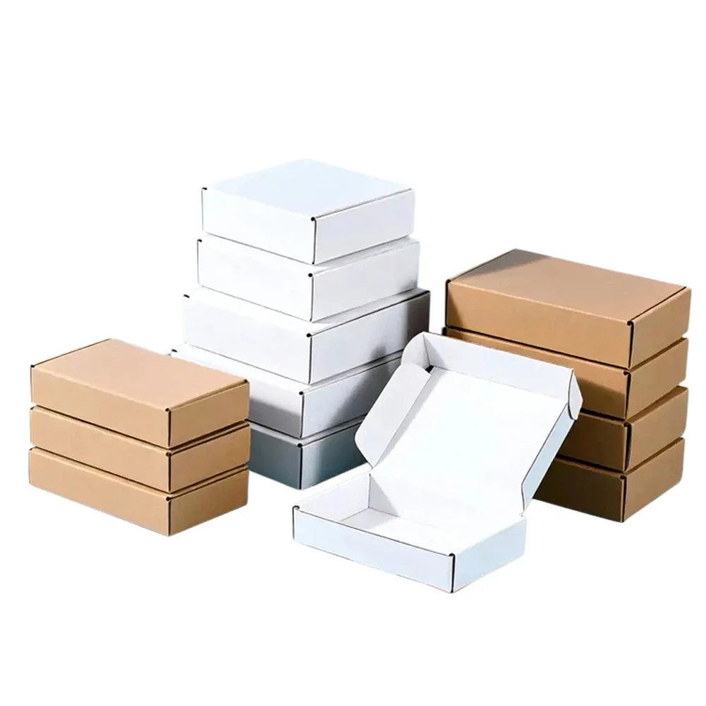 10PCS Small Shipping Boxes Corrugated Cardboard Packaging Boxes with Lids for Small Business Mailer Packing Paper Gifts Box