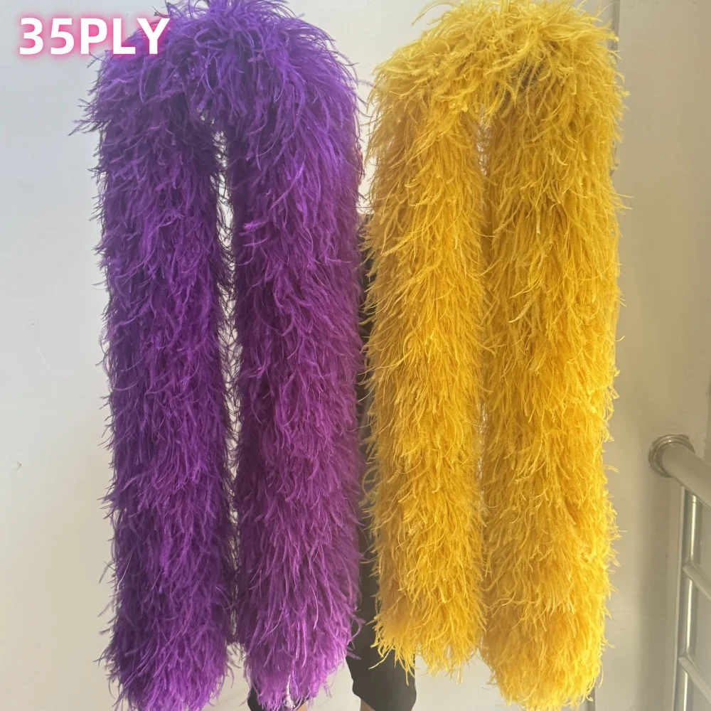 Fluffy Natural Ostrich Feathers Boa 2 Meters Long Ostrich feather Shawl for Wedding Party Dress Sewing Decoration Scarf